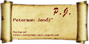 Peterman Jenő névjegykártya